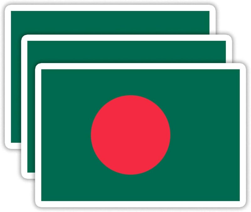 EMMACELA (3PCS) Bangladesh Flag stickers, Countries Flag Stickers - Waterproof Vinyl Decals For Laptops, Tumblers, Water Bottles, Books, Scrapbooks, Size 3 x 2 Inch - Image 1